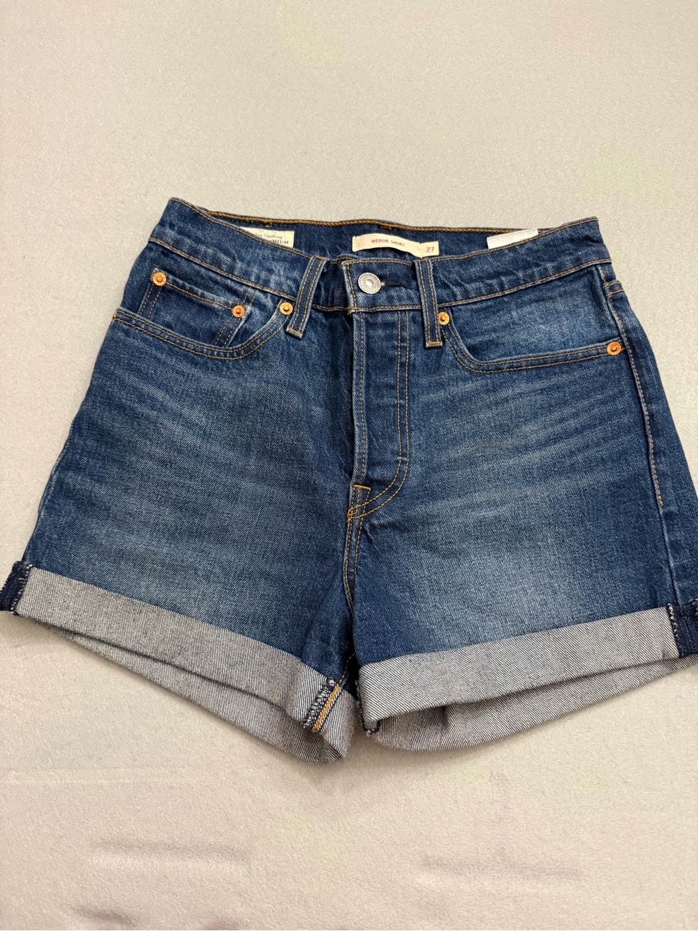 Levi's Wedgie Short Dark Blue Rolled Cuff Denim Shorts 27